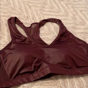 RBX Maroon Pearlescent Mesh Back Sports Bra
